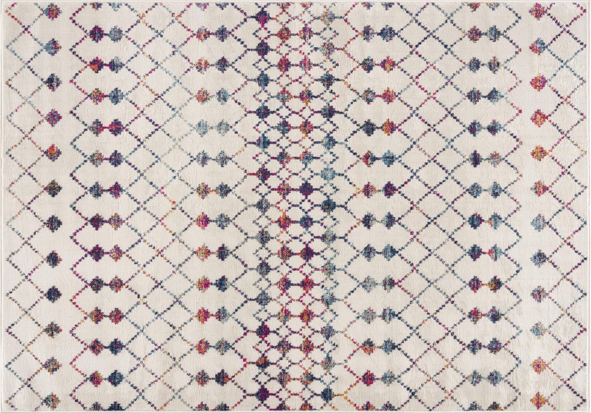 2' X 2' Beige Blue And Pink Geometric Square Rug-1