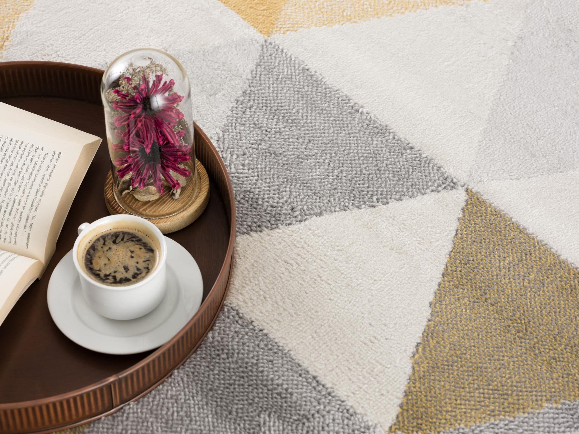 2' X 2' Yellow Beige And Gray Geometric Square Rug-4