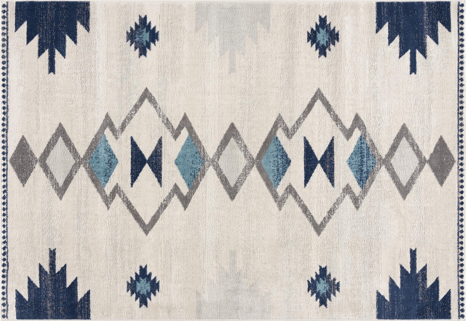 2' X 2' Blue Beige And Gray Southwestern Square Rug-1