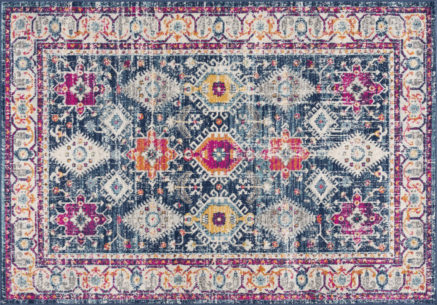 2' X 2' Blue Beige And Pink Southwestern Square Rug-1