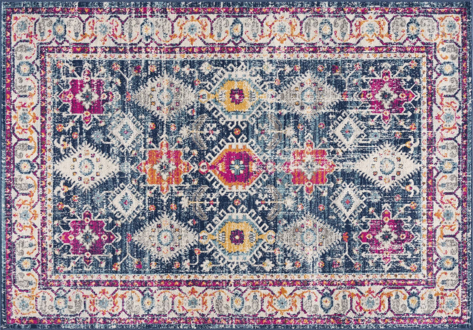 2' X 2' Blue Beige And Pink Southwestern Square Rug-1