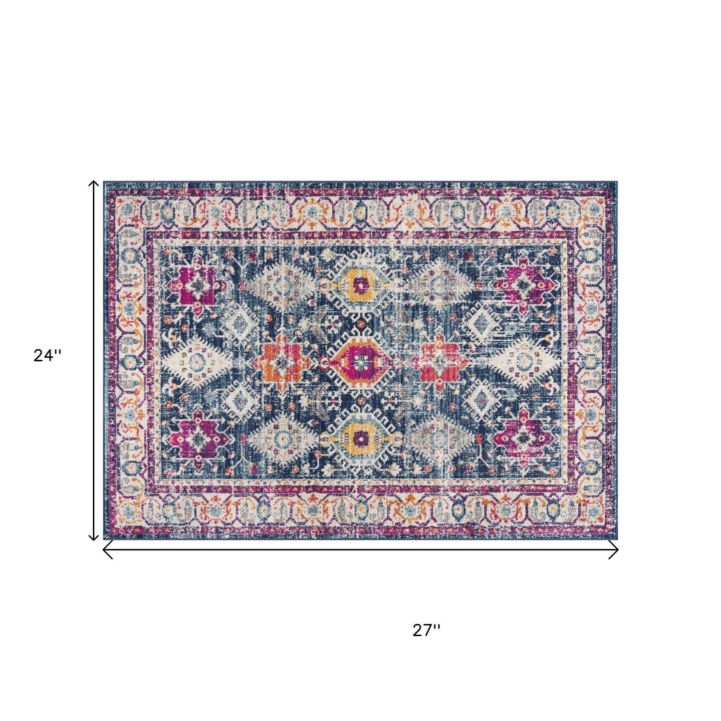 2' X 2' Blue Beige And Pink Southwestern Square Rug-2