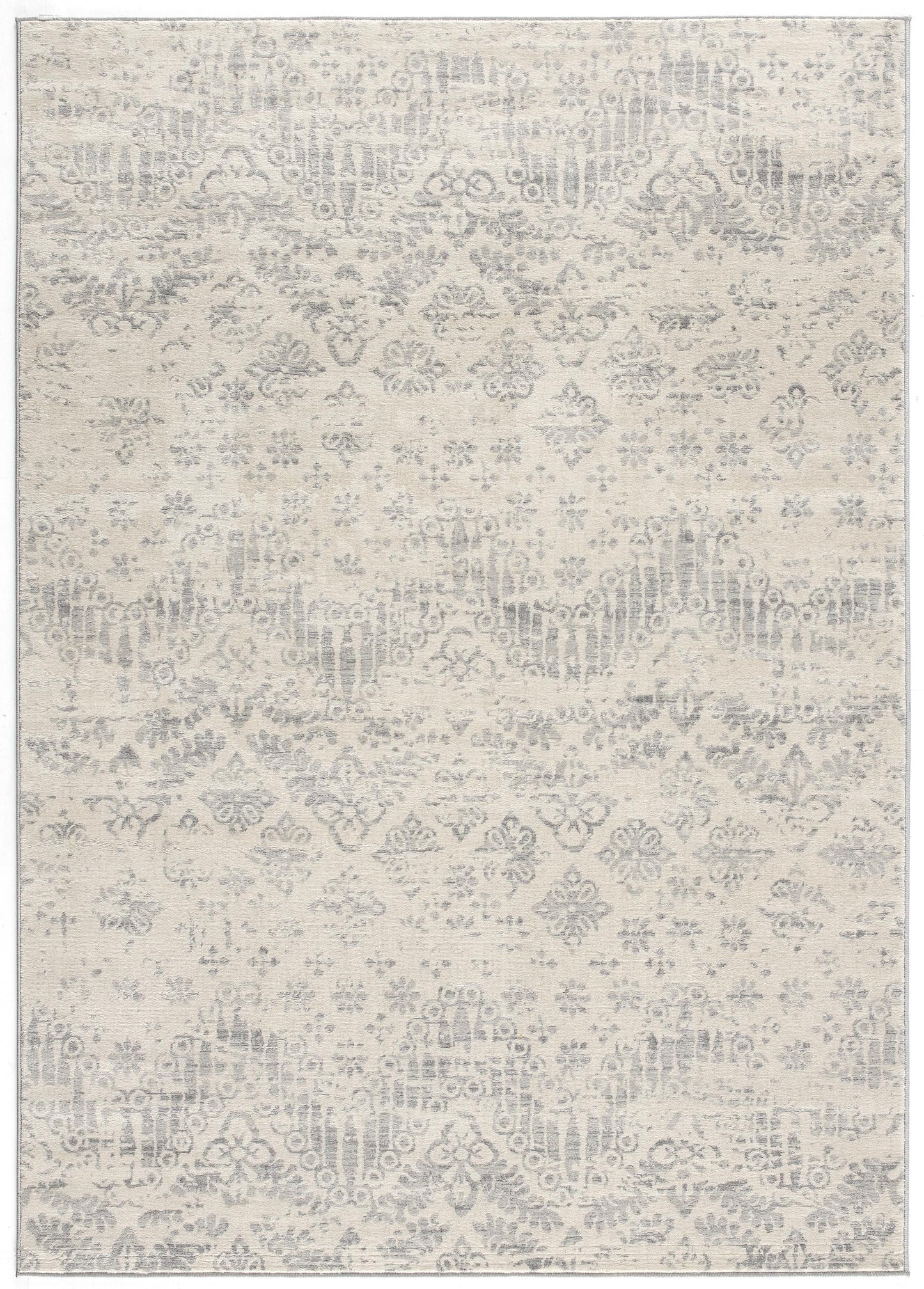 2' X 2' Beige And Gray Floral Medallion Square Rug-1