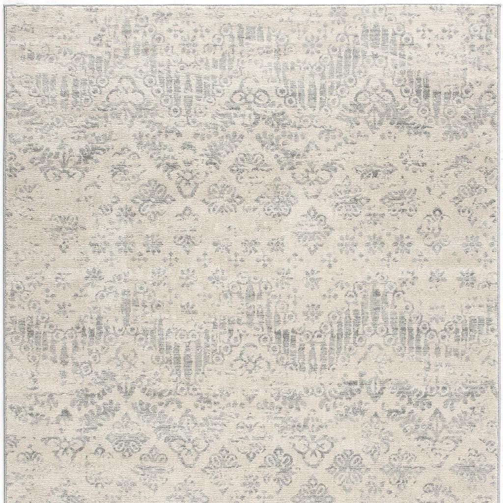 2' X 2' Beige And Gray Floral Medallion Square Rug-4