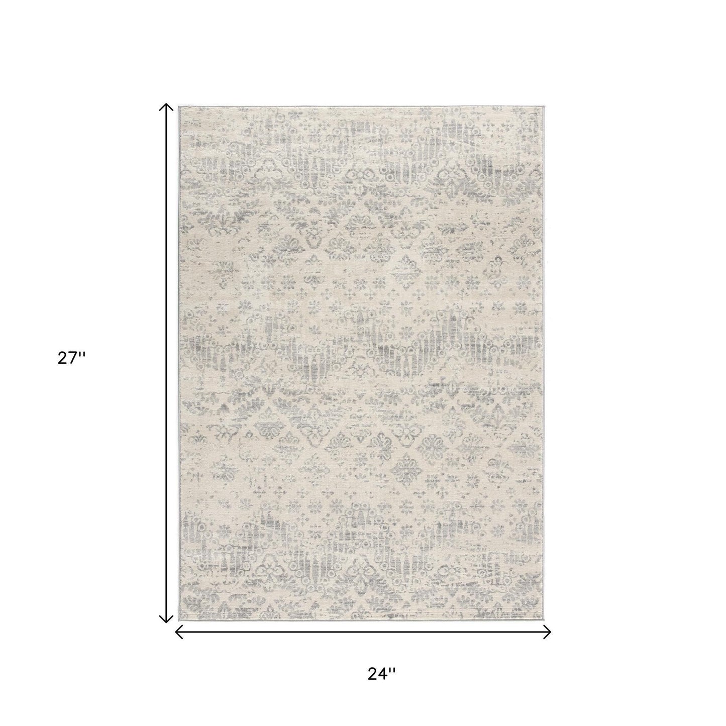 2' X 2' Beige And Gray Floral Medallion Square Rug-2