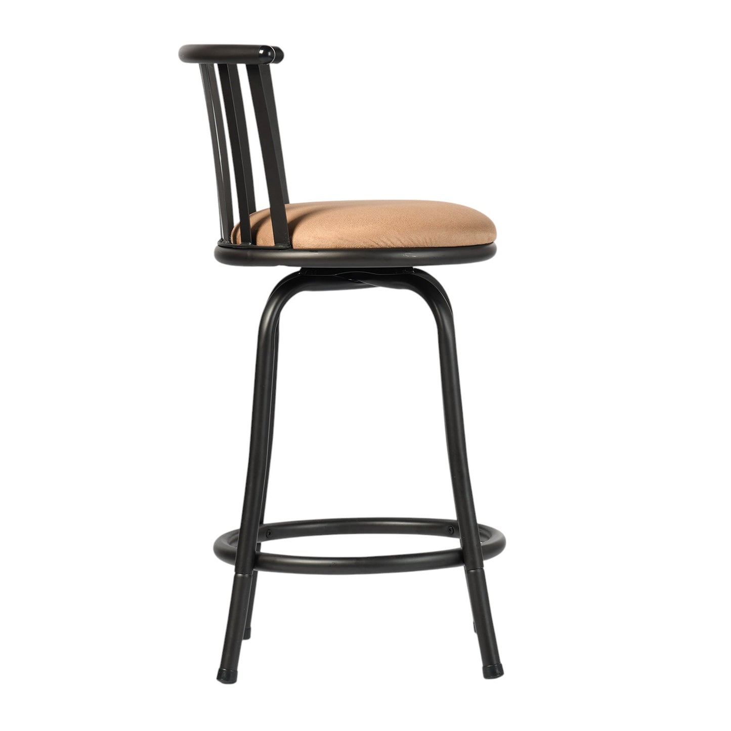 Brown and Black Faux Leather and Metal Low Back Adjustable Height Swivel Bar Chair-3