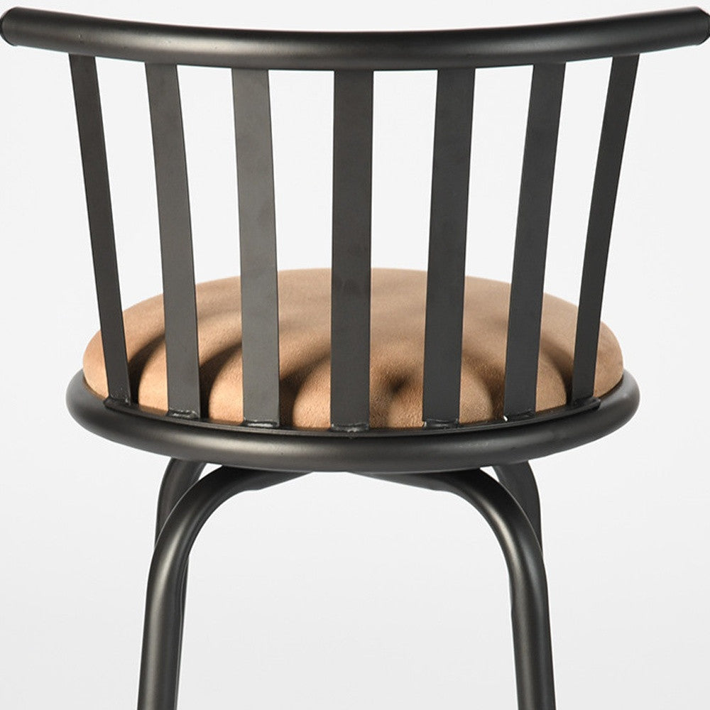 Brown and Black Faux Leather and Metal Low Back Adjustable Height Swivel Bar Chair-8