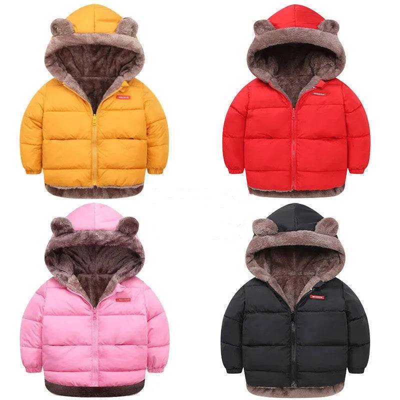 Children Boy's Cotton-padded Fleece Lined Puffer Winter Jacket for Kids