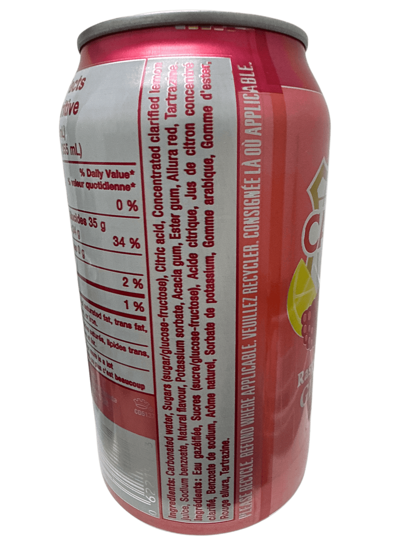 Canada Dry Limited Edition Raspberry Lemonade Ginger Ale Can 355ML - Canadian Edition