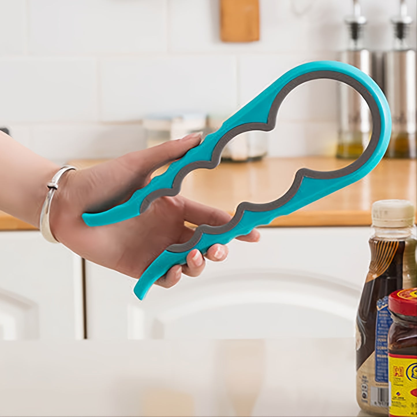 1pc Easy Grip 4-in-1 Bottle and Can Opener for Arthritis and Weak Hands - Essential Kitchen Tool for Elderly and Handicapped Individuals