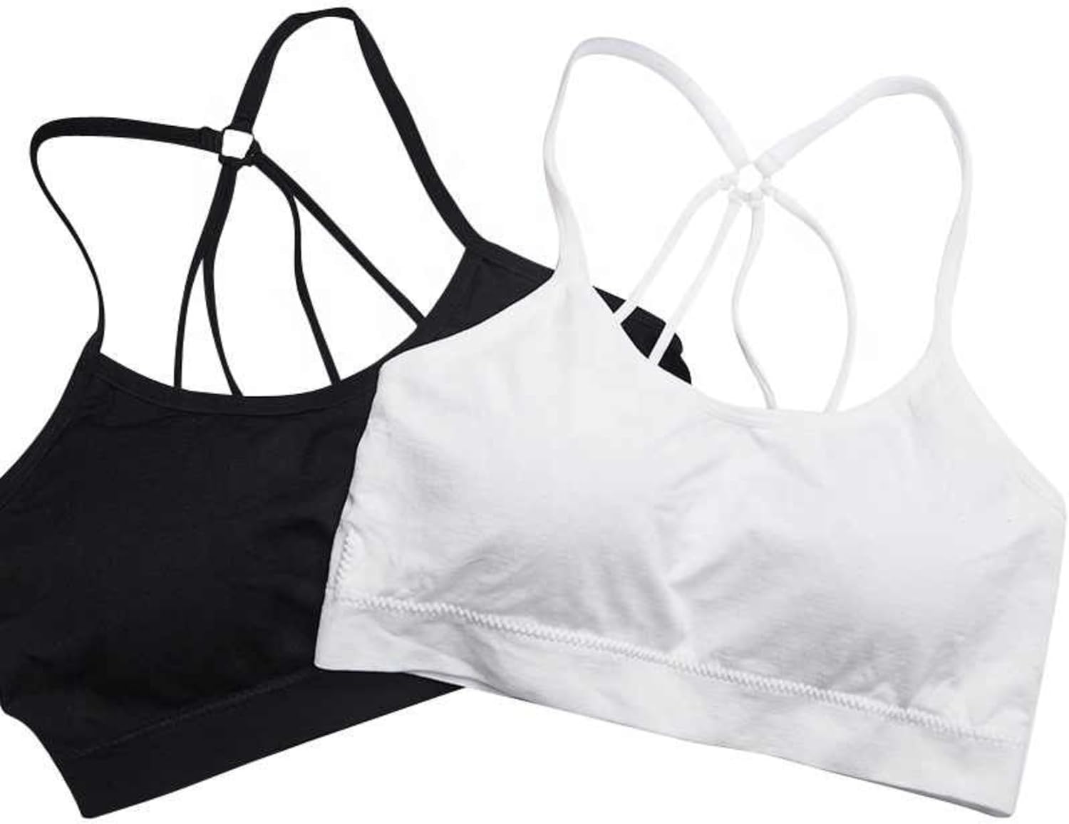MIsharen 2 Pcs Combo Seamless Sports Bra for Girls – Double Padded Push-Up | High-Impact Support, Breathable, Quick-Dry, Non-Adjustable Straps | Yoga, Gym, Running | White-0