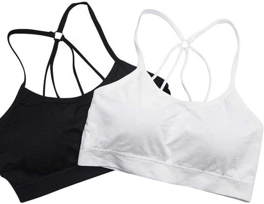 MIsharen 2 Pcs Combo Seamless Sports Bra for Girls – Double Padded Push-Up | High-Impact Support, Breathable, Quick-Dry, Non-Adjustable Straps | Yoga, Gym, Running | White-0