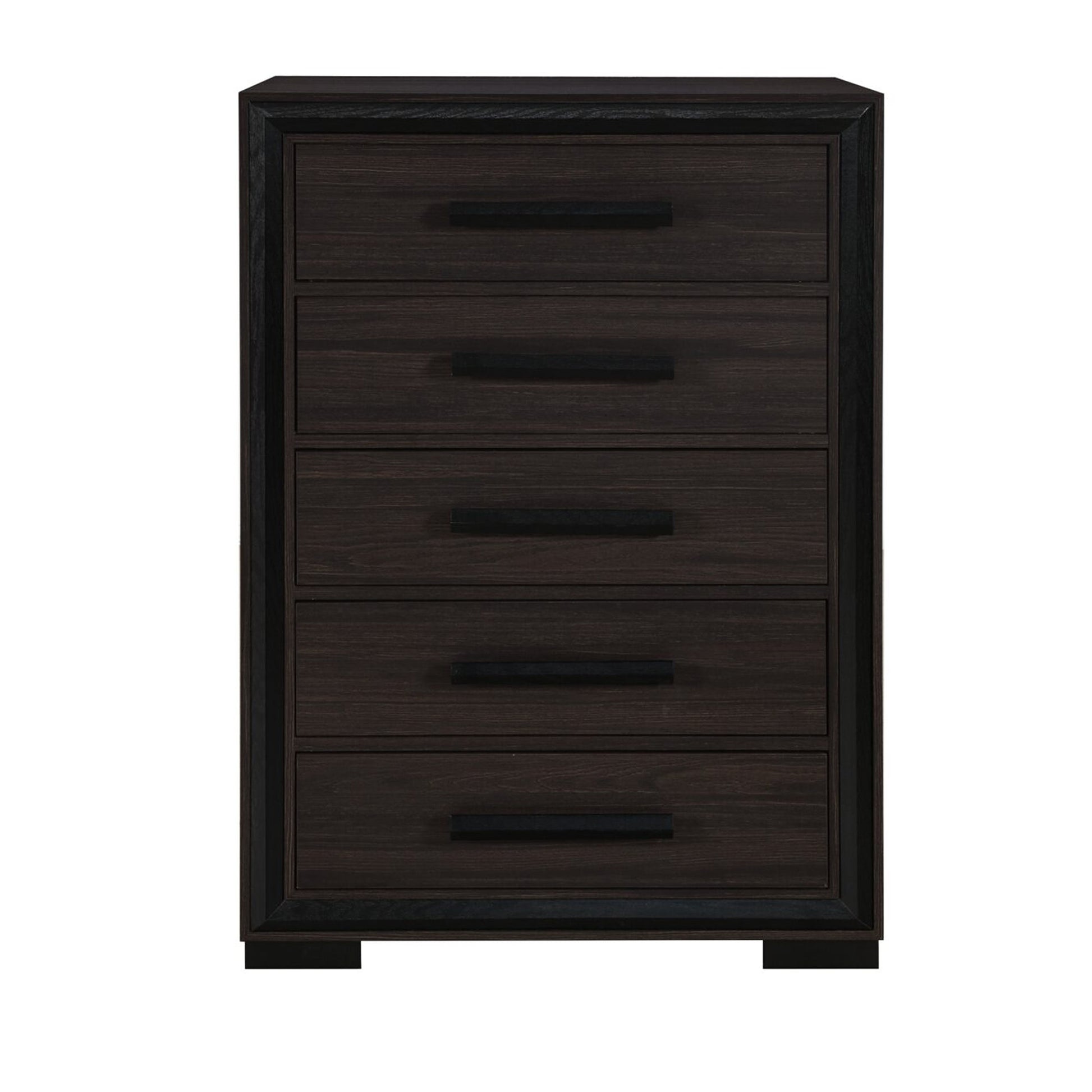 33" Brown Wood Five Drawer Dresser-2