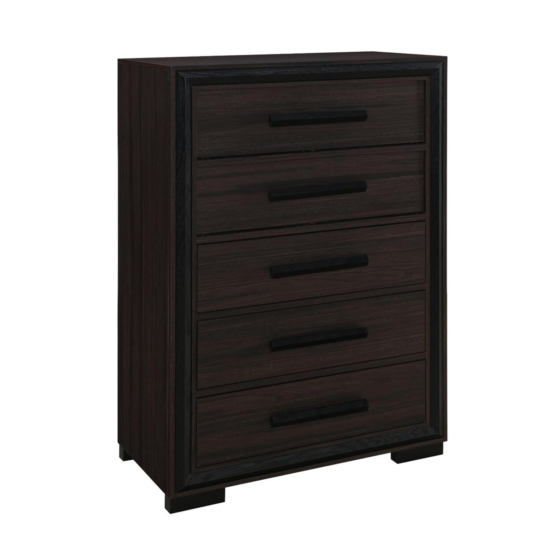 33" Brown Wood Five Drawer Dresser-1