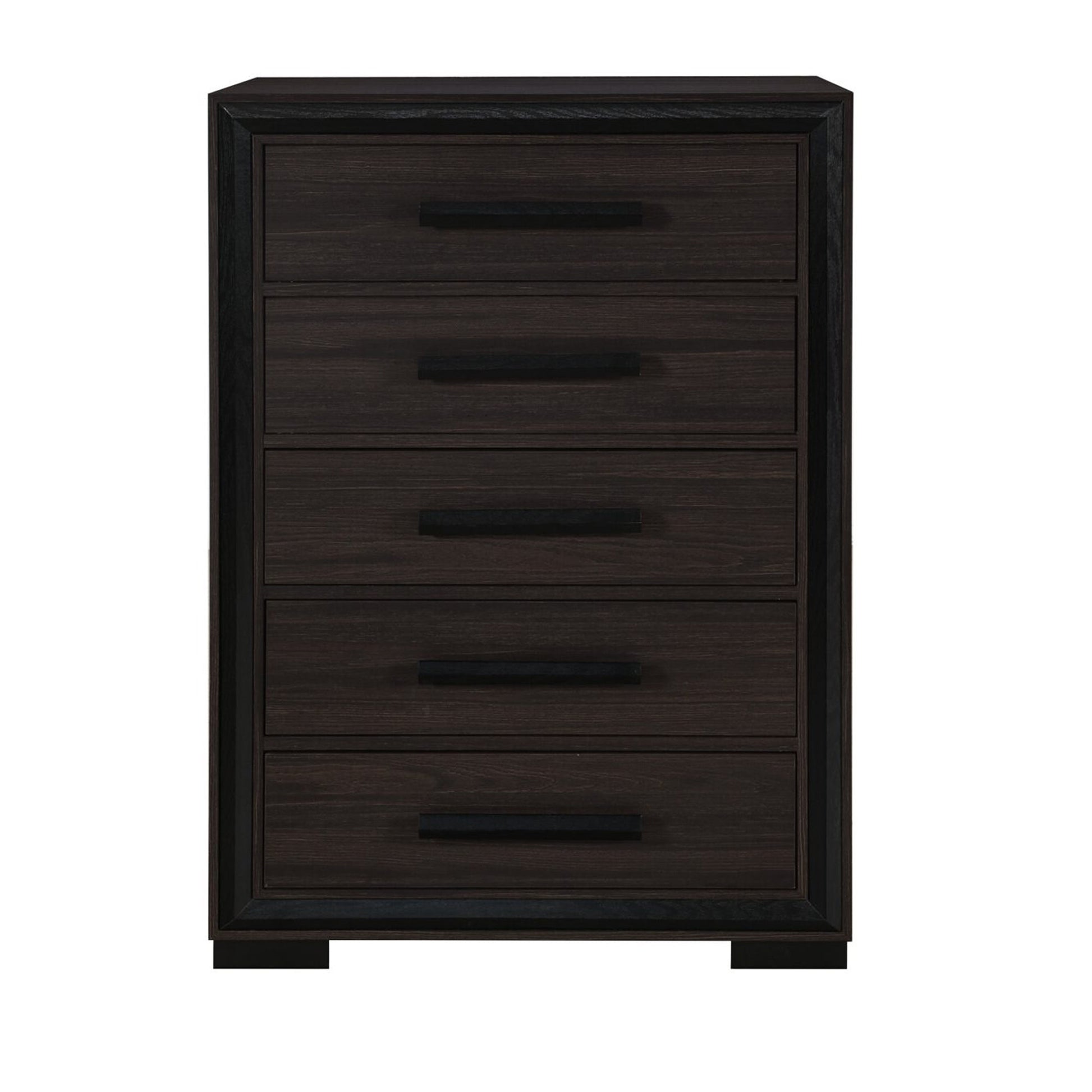 33" Brown Wood Five Drawer Dresser-5