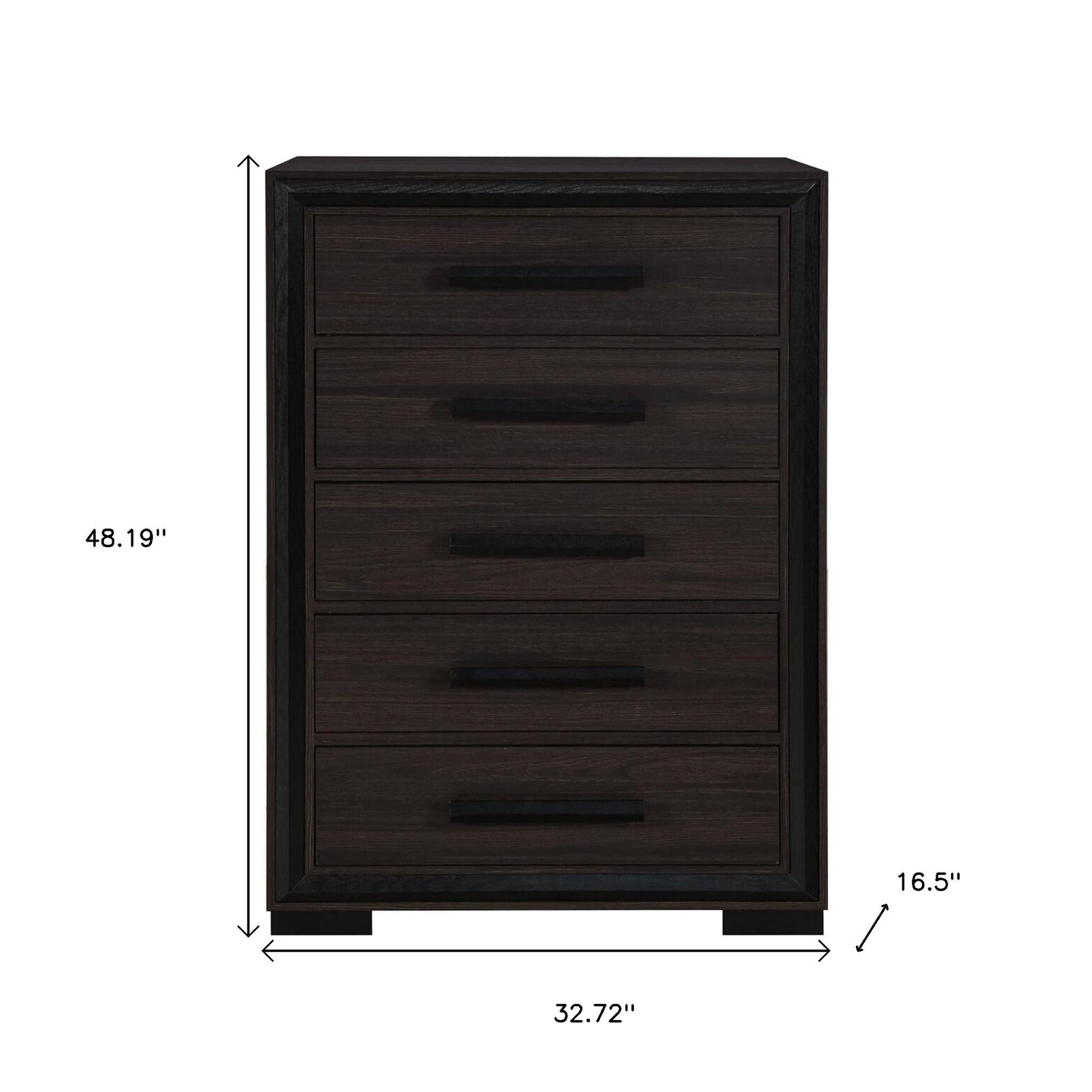 33" Brown Wood Five Drawer Dresser-7