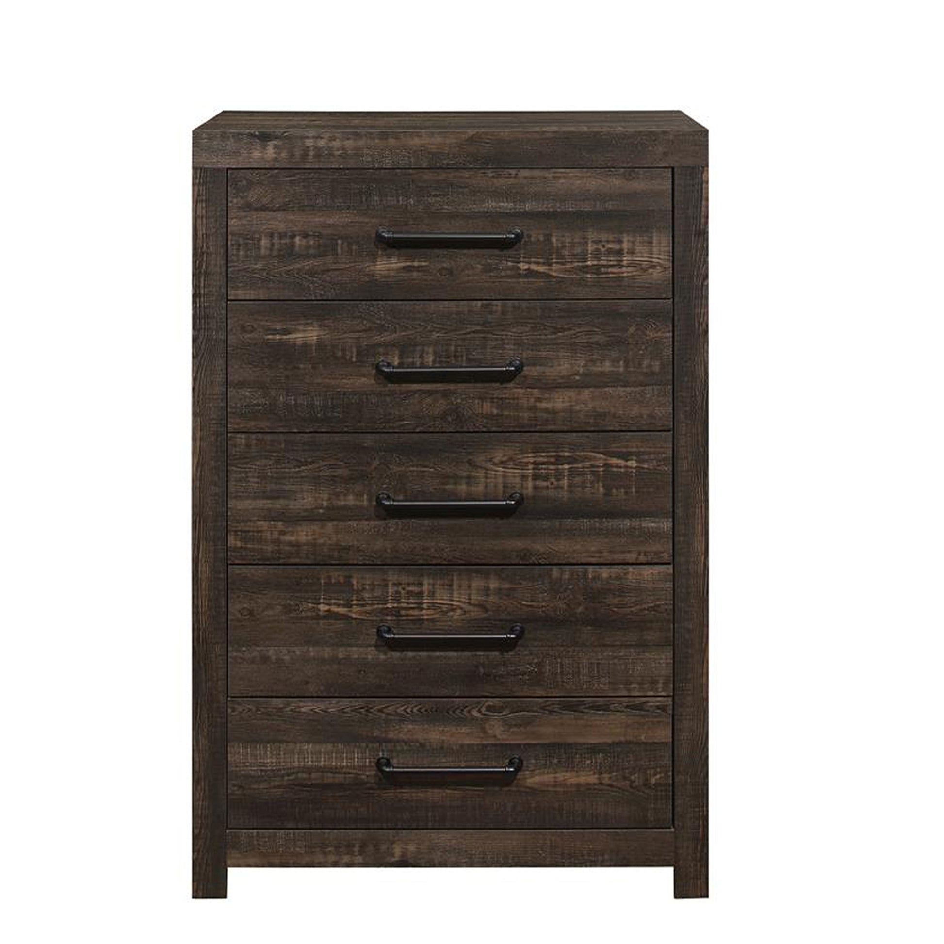 32" Oak Wood Five Drawer Dresser-0