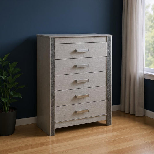 36" Silver Wood Five Drawer Dresser-0