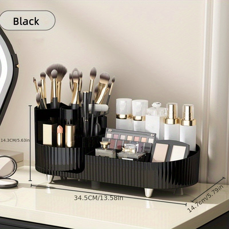 1pc Cosmetic Storage Box, Rotating Pen Holder For Dresser Desktop, Large Capacity Makeup Brush Lipstick Storage Rack, Teenager Gift, Makeup Organizer