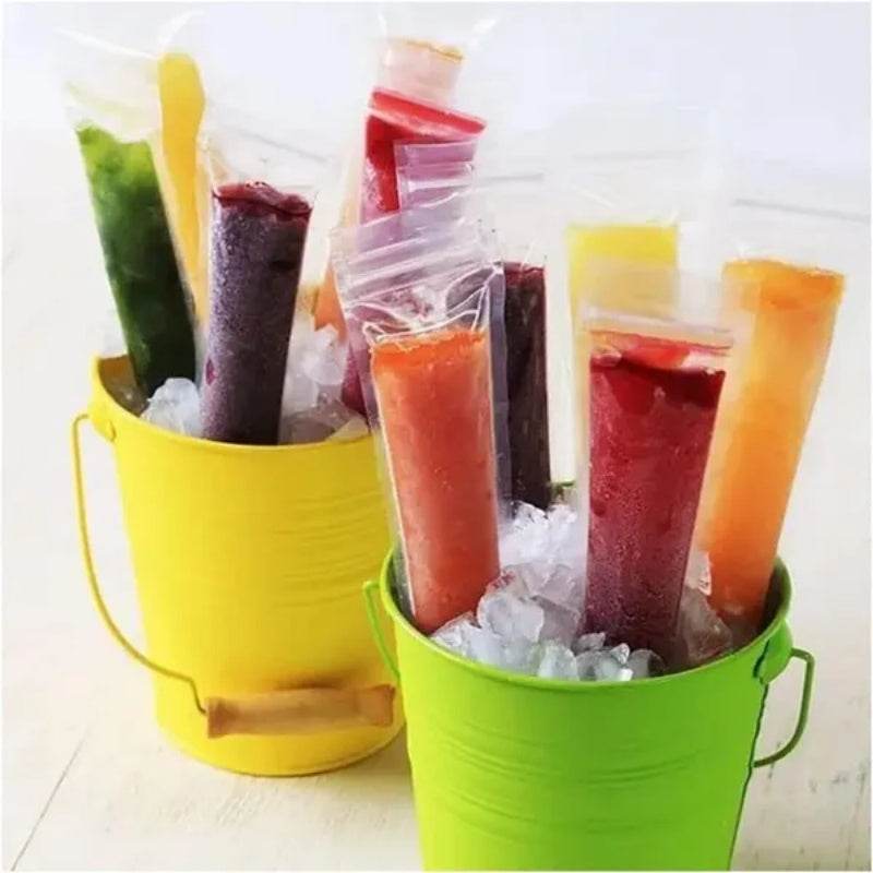 320 Pcs Disposable Beverage Packaging Bag Ice Popsicle Mold Bags With 2 Pcs Orange Funnels DIY Ice Lolly Bags BPA Free Freezer Tubes With Zip Seals For Summer Halloween Birthday Party