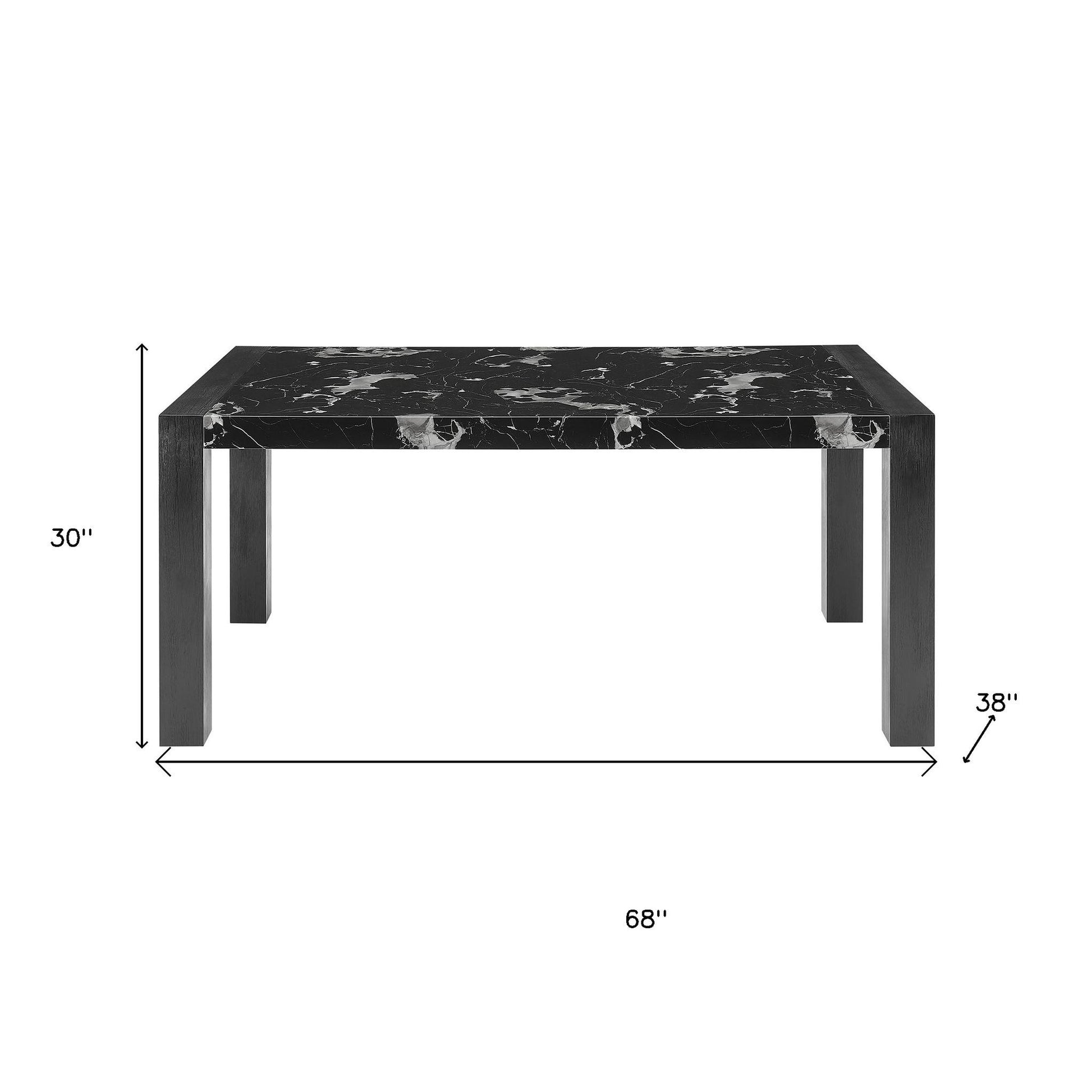 68" Black Wood Dining Table-8