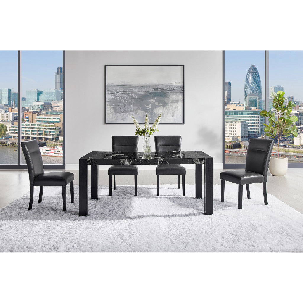 68" Black Wood Dining Table-7