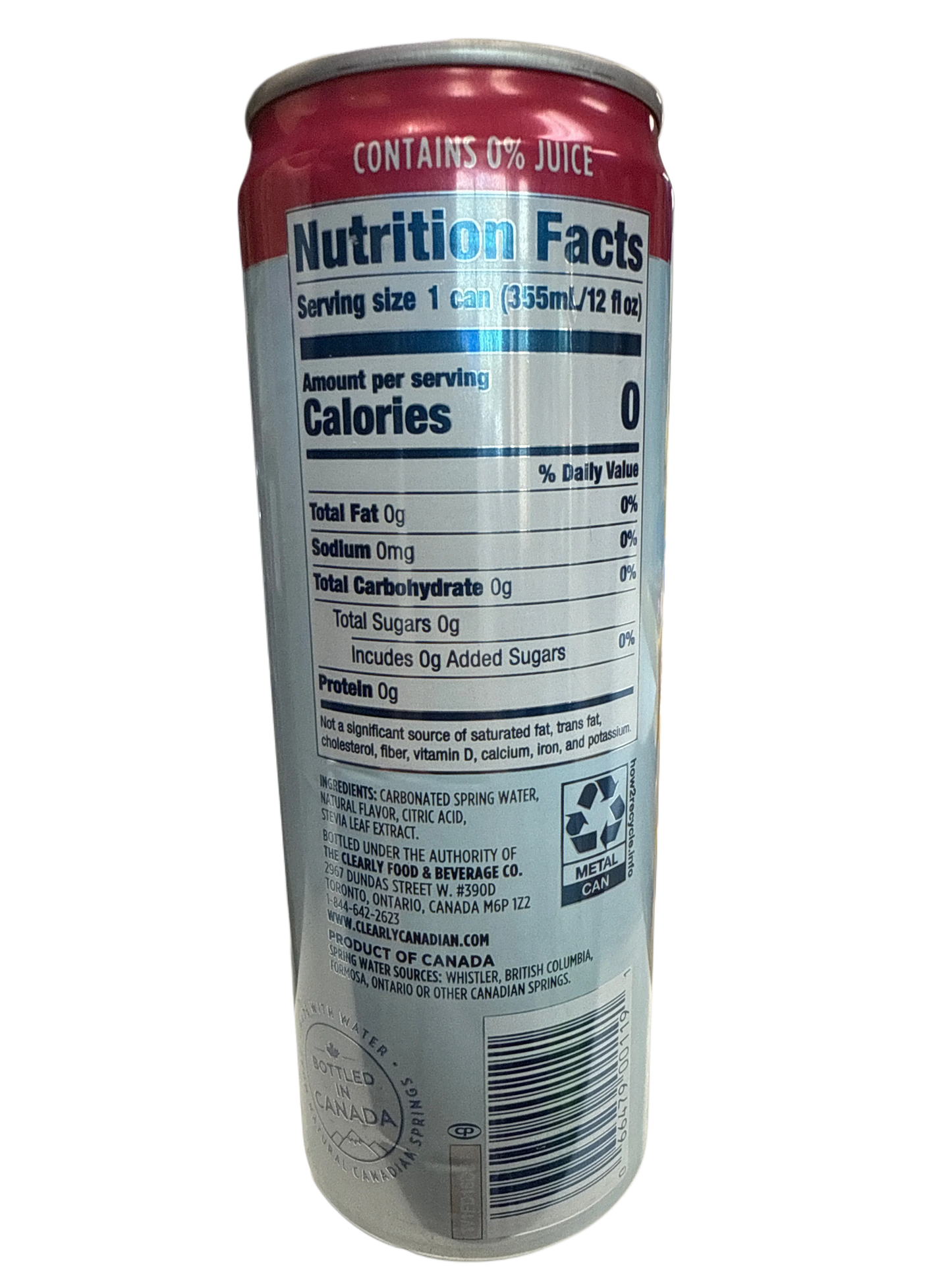 Clearly Canadian Zero Sugar Fresh Cherry Flavour 355ML - Canadian Edition