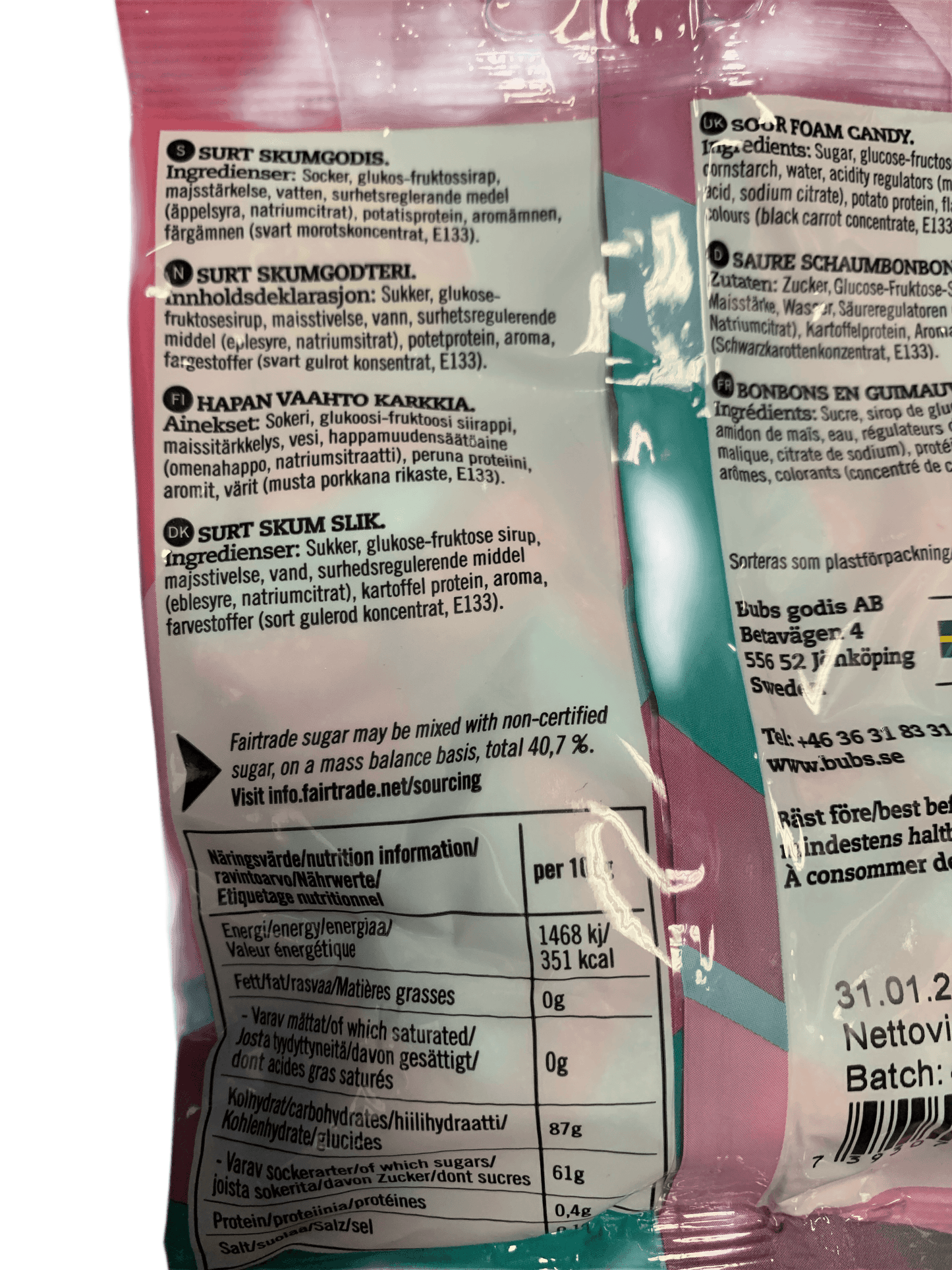 Bubs Goody Sour Ovals Raspberry Blueberry Candy 90G - Swedish Edition