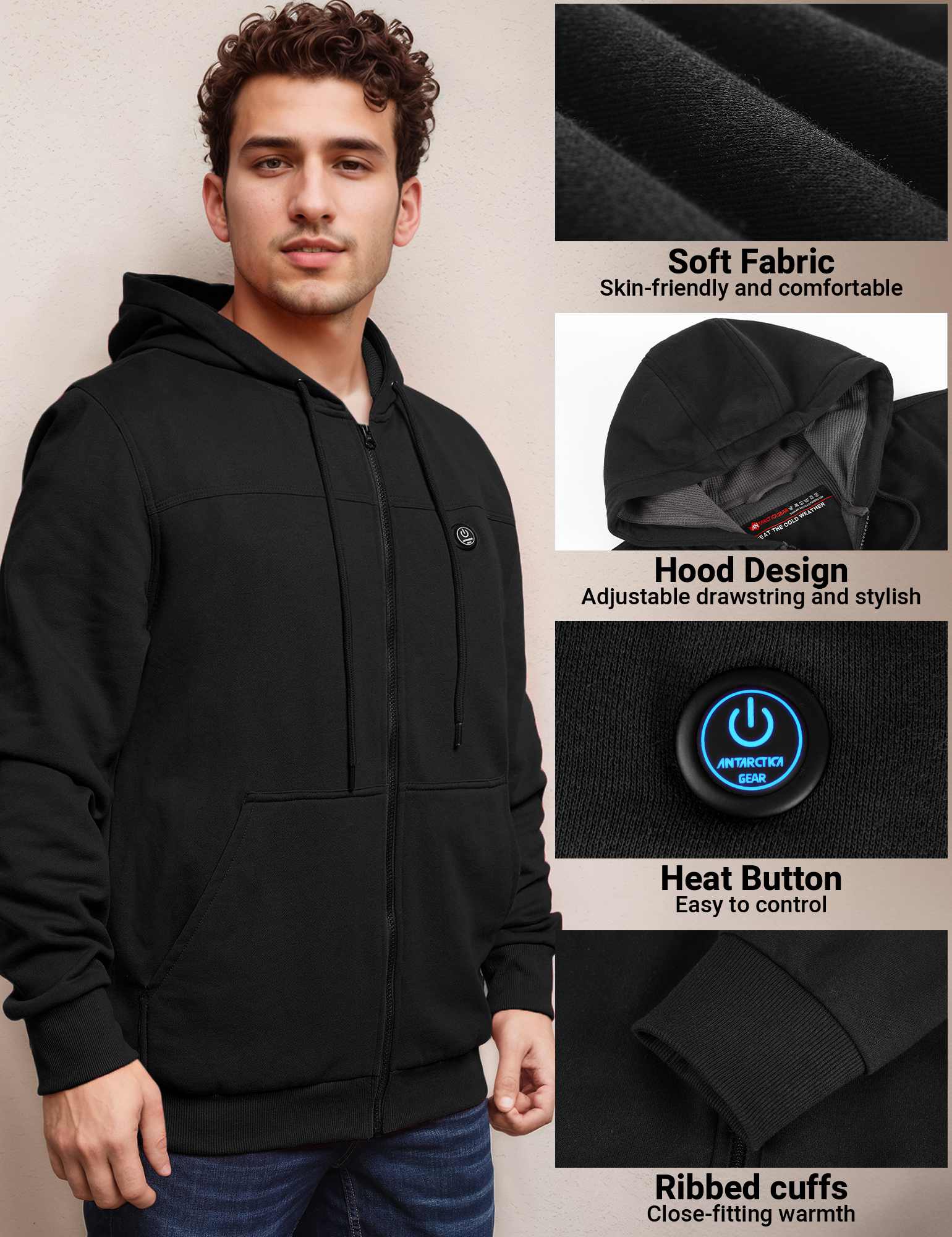 ANTARCTICA GEAR Heated Hoodie Sweater for Men with 12V 20000mAh Battery Pack-1