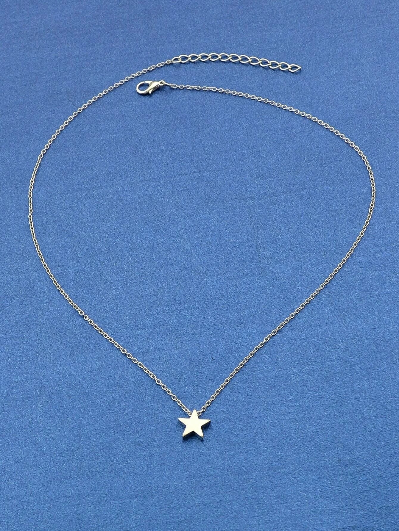 Minimalist Style Silver Chain Star Pendant Necklace Wholesale Price Accessories-3