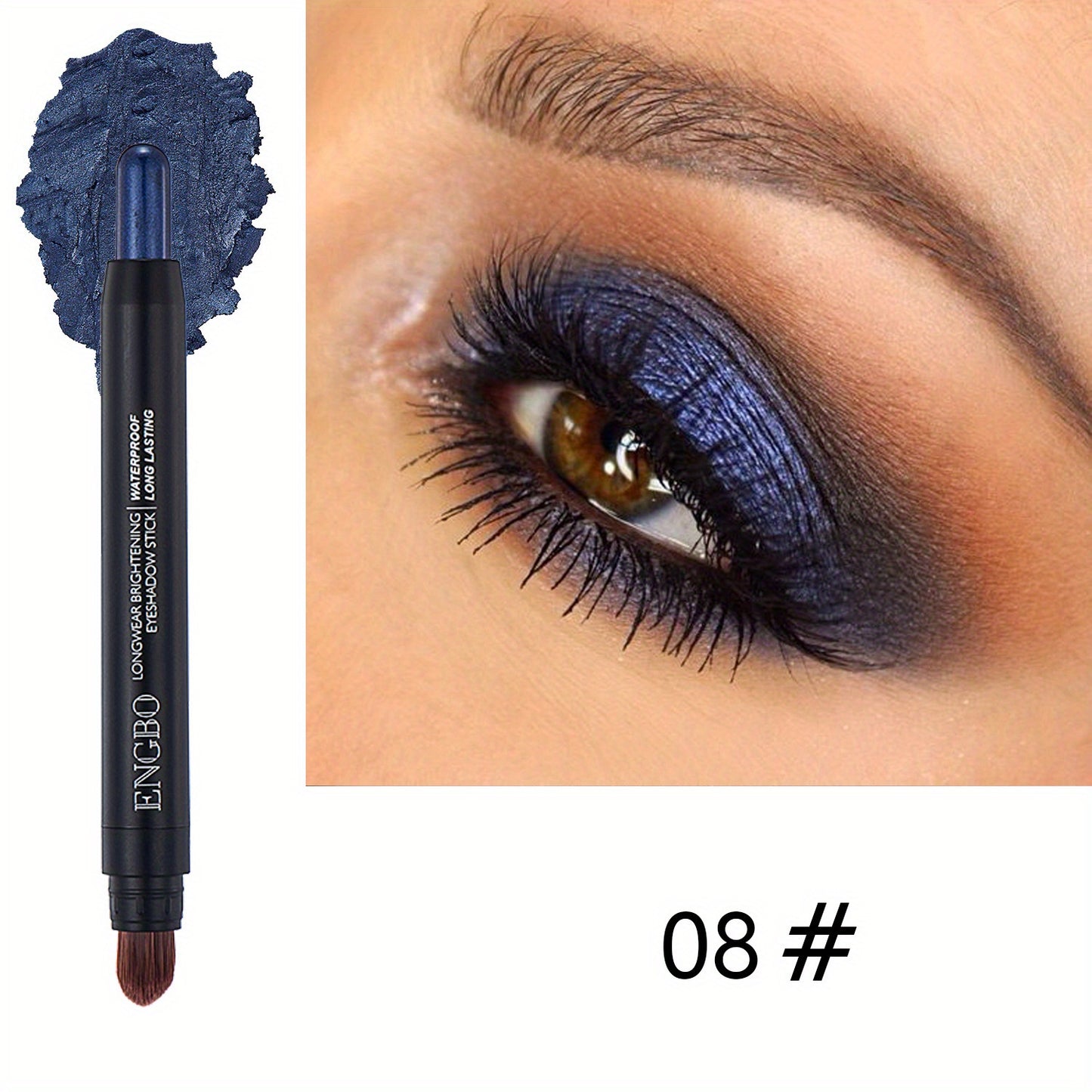 12-Color Smudge-Proof Eyeshadow Stick with Brush Head - Glitter, Matte, and Shimmer Crayon for Long-Lasting Makeup For Music Festival