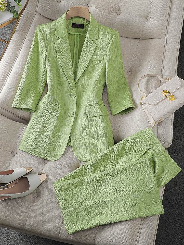 Half Sleeve Blazer And Pant Suit Ladies Women Female Jacket pant suit for women