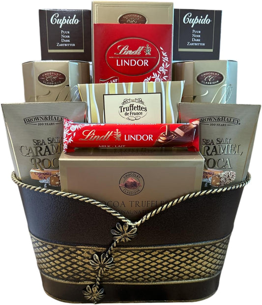 The Avenue Gift Basket - Includes cocoa truffles, milk chocolates, dark chocolates, and more.-0