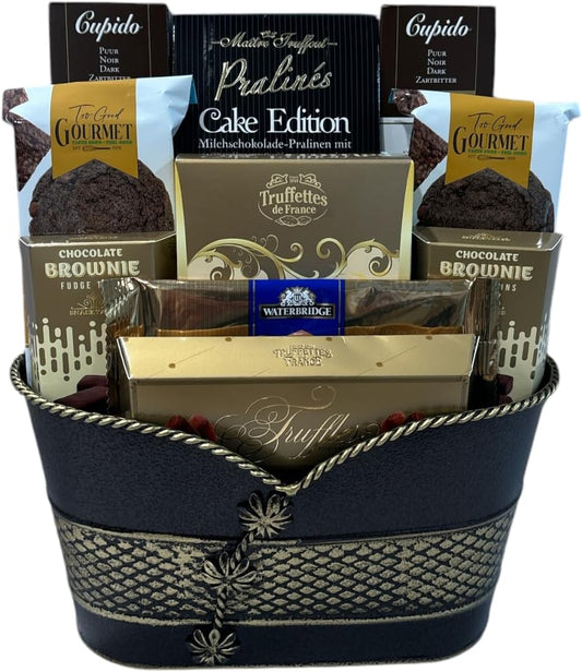 Holiday Elegance Gift Basket - Savor a variety of rich, decadent flavors, from classic milk and dark chocolates to exotic fruit-infused truffles - Canadian Distribution-0