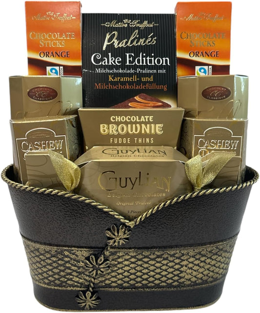Divine Elegance Gift Basket - Savor a variety of rich, decadent flavors, from classic milk chocolates, brownies and more.-0