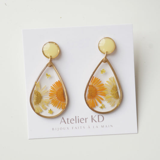 Boucles d'oreilles duo orange et blanc - goute (xl)
