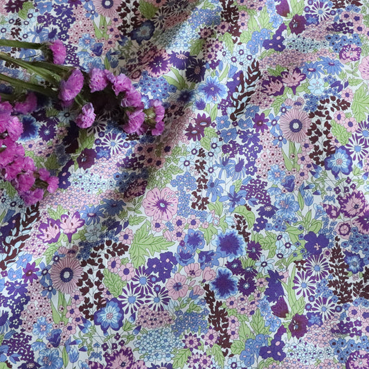 CIARA Purple Florals 80 Pieces LIBERTY Poplin High Count Cotton Cloth Fabric