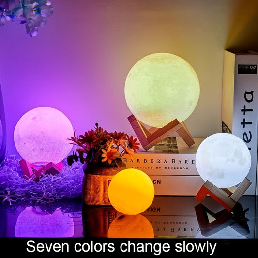 1pc 3.15/3.94/4.72inch LED Night Light 3D Printing Moon Light Star Light 7 Color Bedroom Decoration Night Light Shop Booth Decoration Hotel Bedside Table Decoration Bar Decoration Gift for hotel/catering/event holding