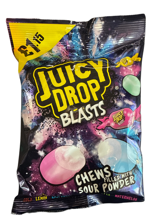 Juicy Drop Blasts Chews Filled With Sour Powder 120G - U.K Edition