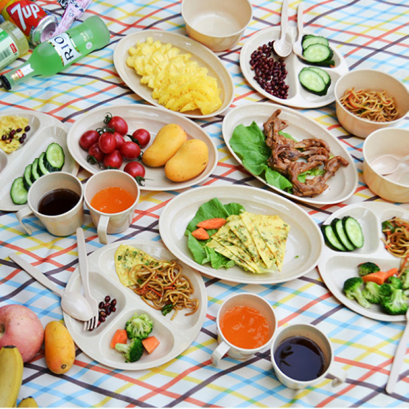 Plastic Tableware Set Portable Outdoor Camping Bowl Chopsticks