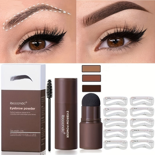 Eyebrow Shaping Kits, Eyebrow Powder Stick + Eyebrow Stencil + Eyebrow Brush, Long Lasting Eyebrow Enhancers Styling Sets