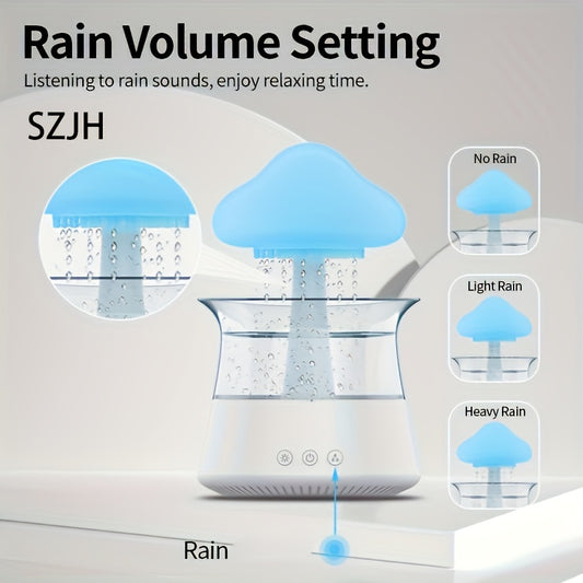 USB-Powered Zen Master Mushroom Lamp with Rain Cloud Aromatherapy Oil Diffuser, Night Light & Ultra-Quiet Humidifier - Perfect for Home or Office, White, Zen Home Decor