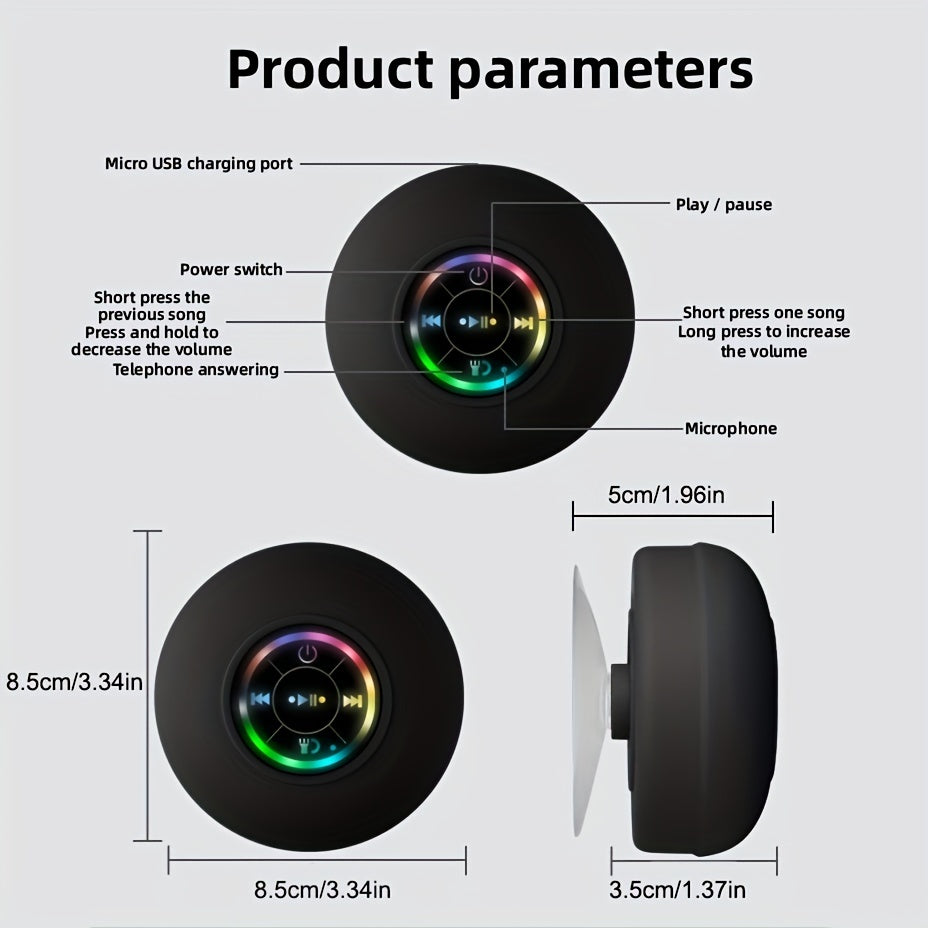 Portable Waterproof Wireless Speaker with Suction Cup-3