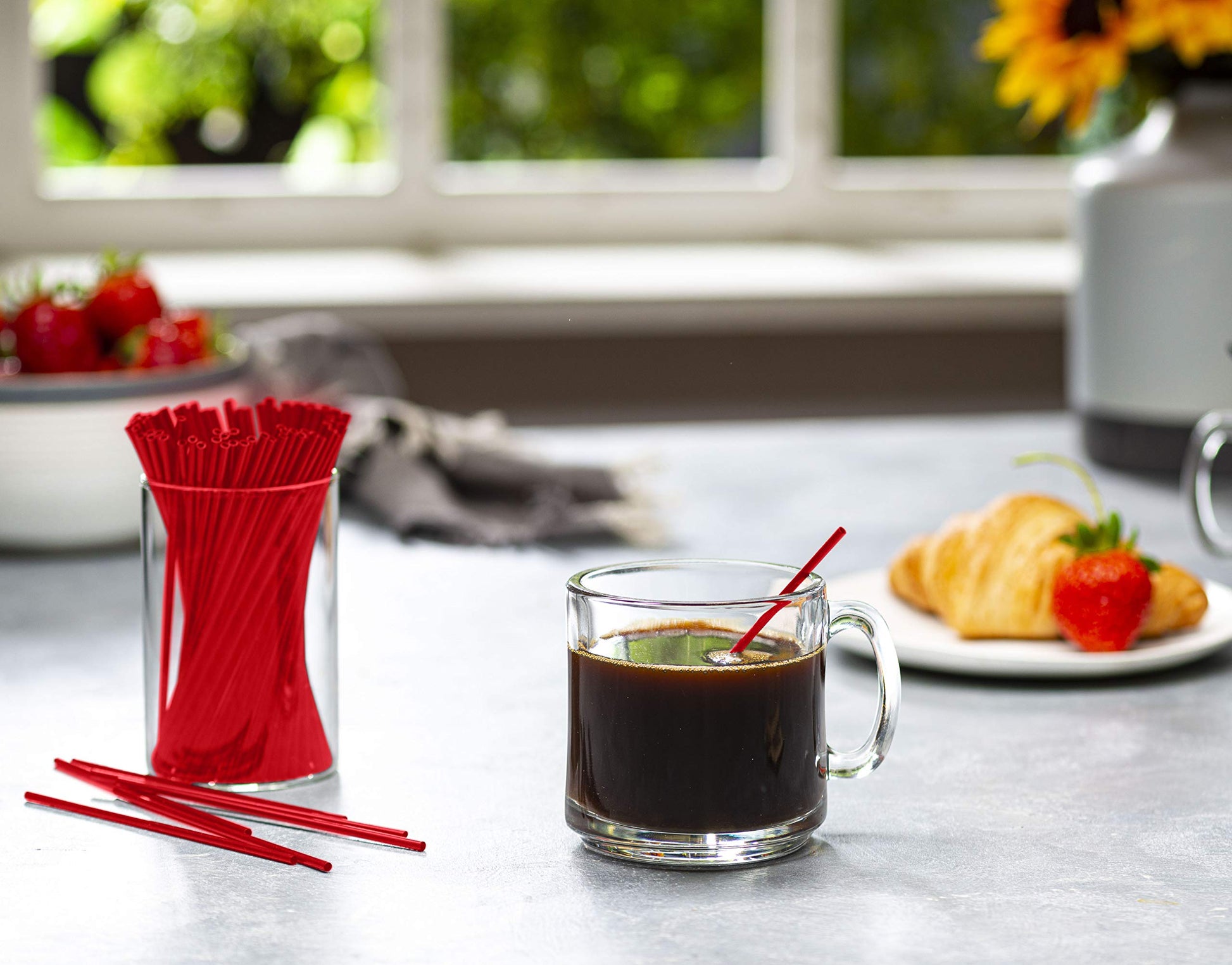 Red Sip Stirrers/Straws - 1000 Count - 5 Inch - Disposable Stir Sticks for Coffee & Cocktail - Canadian Distribution-4