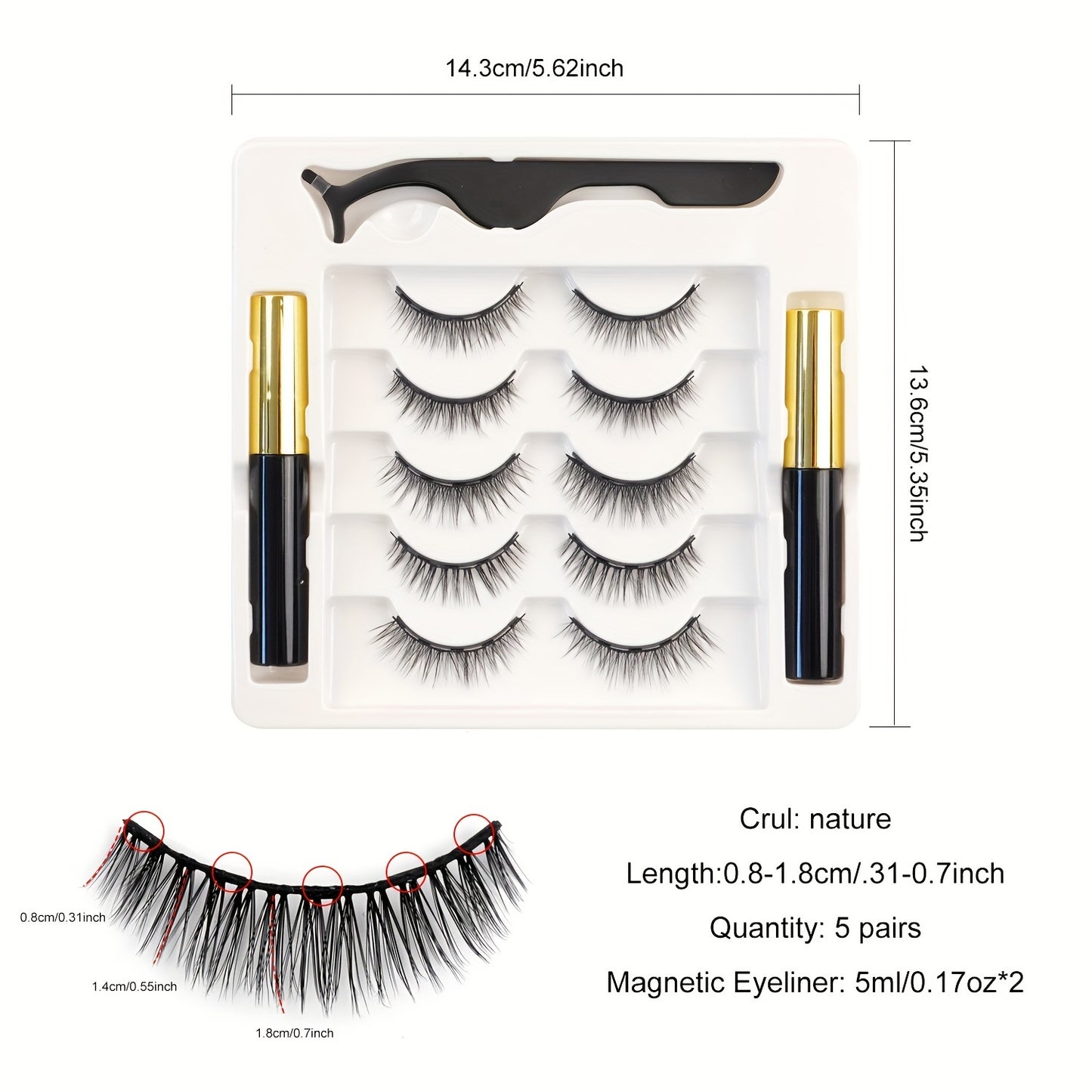 Magnetic Eyelashes With Eyeliner Kit, 5 Pairs Natural Looking Magnetic Lashes, Easy To Wear False Eyelash Set, No Glue Needed And Waterproof