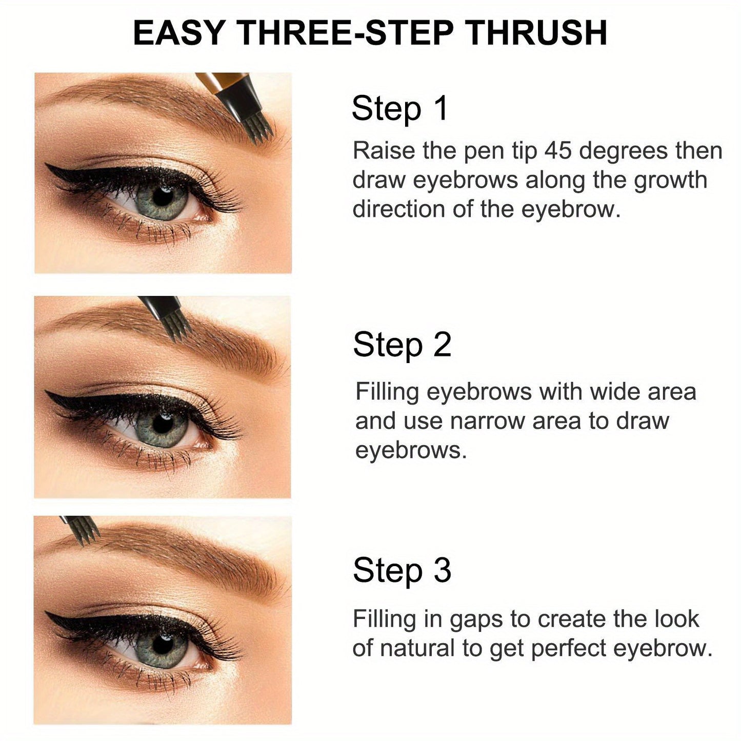 Waterproof Microblading Eyebrow Tattoo Pen with Micro-Fork Tip Applicator - Long Lasting, Natural Looking Eyebrow Makeup - Perfect Gift for Women