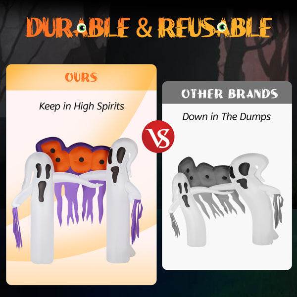 9.8ft White Ghost Arch 3 LED Lights And 2 Colorful Light Plates Halloween Inflatable Decoration