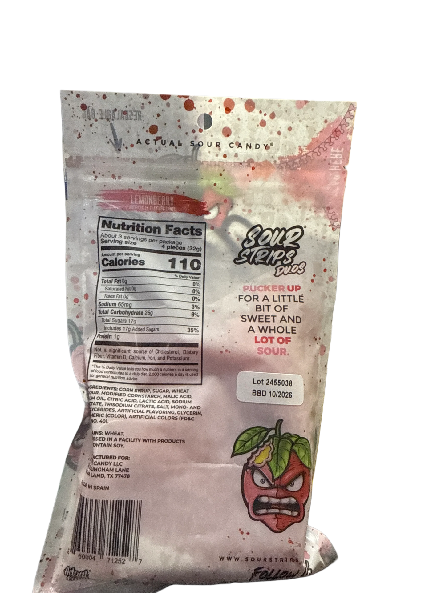 Sour Strips Lemonberry Flavour 96G - U.S Edition