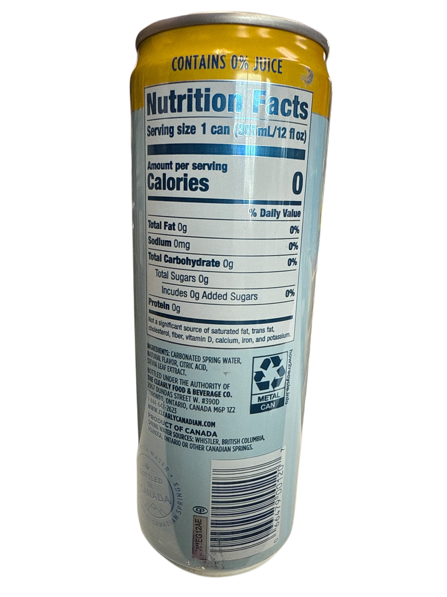 Clearly Canadian Zero Sugar Tropical Splash Flavour 355ML - Canadian Edition