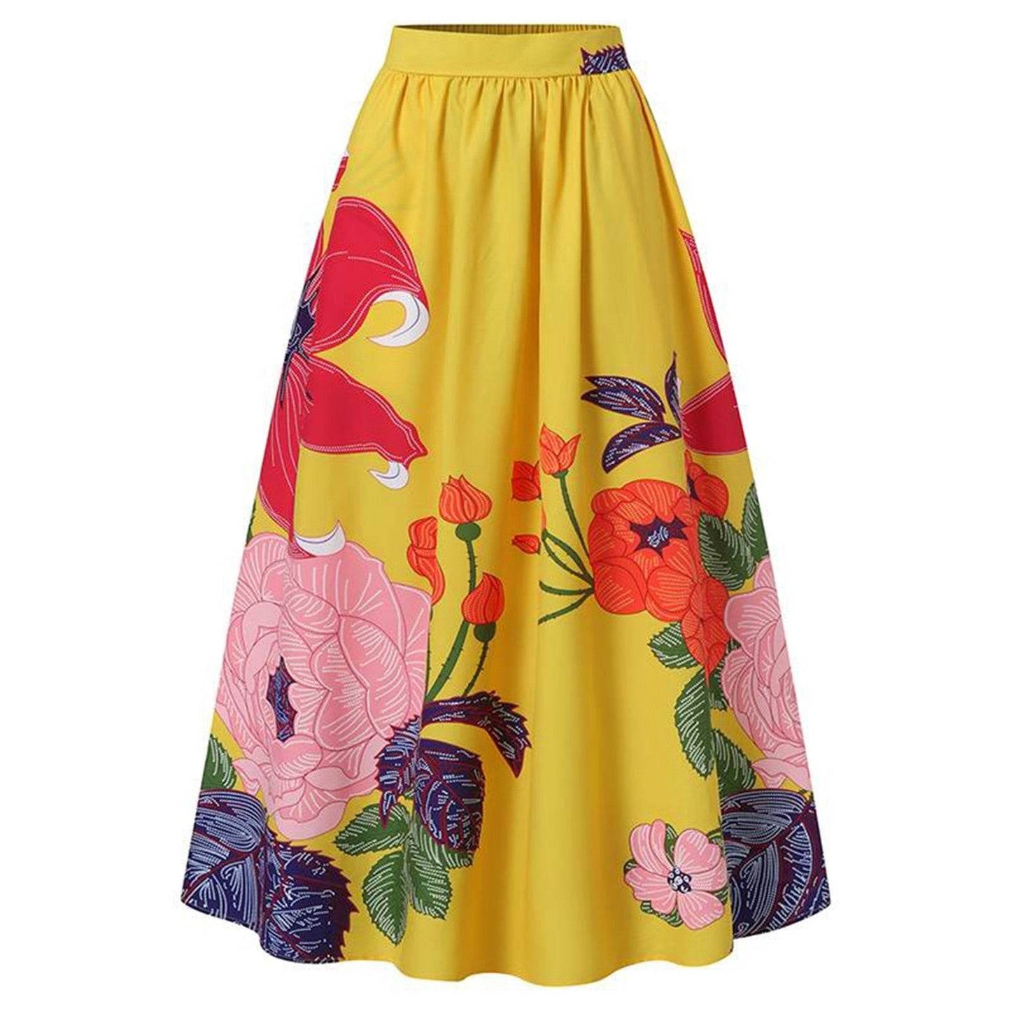 High Waist Maxi Prairie Floral Long Summer Skirt